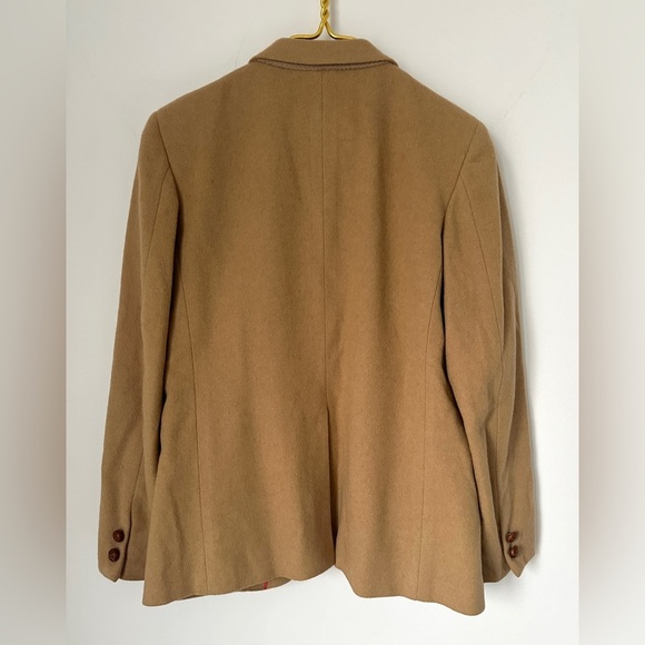 Vintage Camel Hair Blend Tan Thick Lined Button Blazer Jacket Women’s Small - Picture 3 of 7